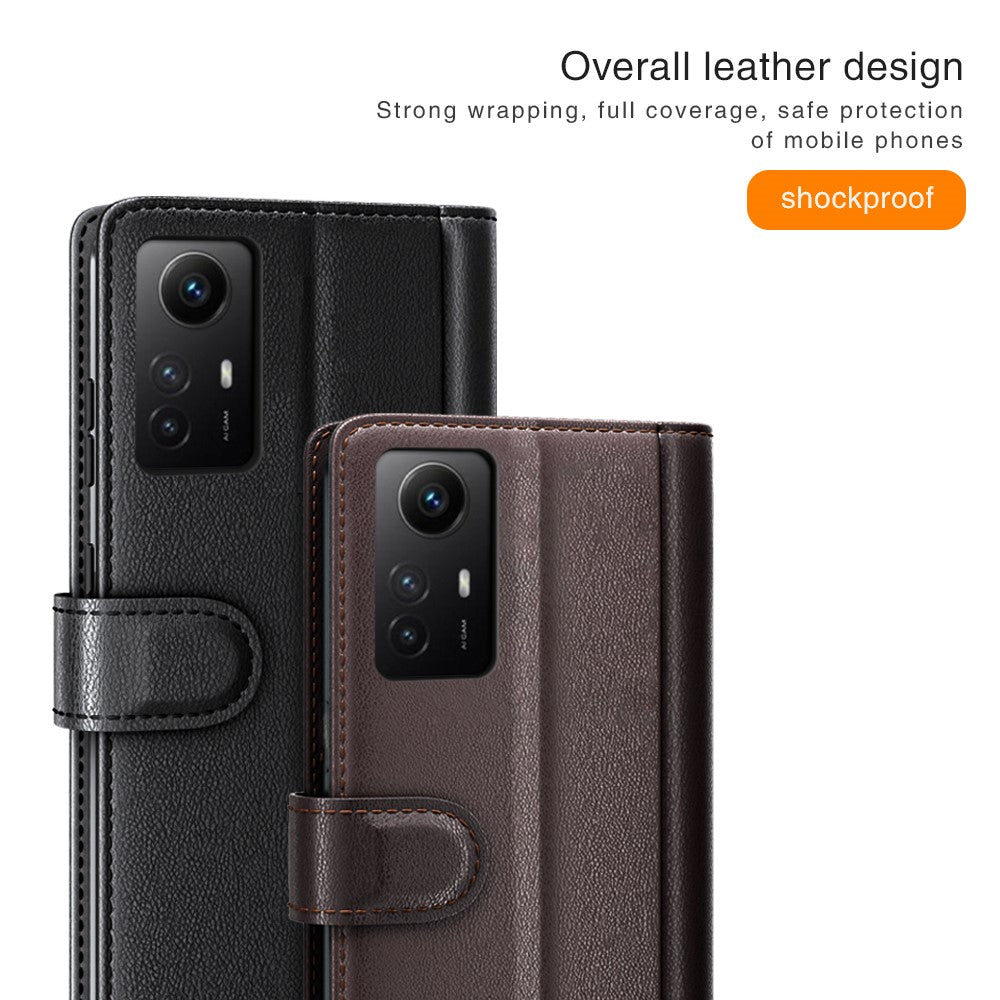 For Xiaomi Redmi Note 12S 4G Case Genuine Split Leather Phone Cover with Wallet Stand