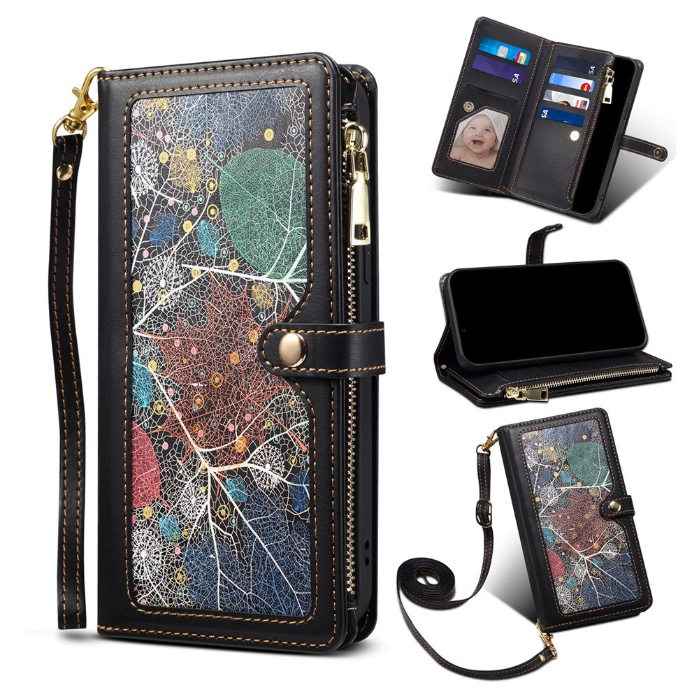 ESEBLE Wallet Leather Phone Case for iPhone 15 Plus , RFID Blocking Zipper Pocket Phone Stand Cover
