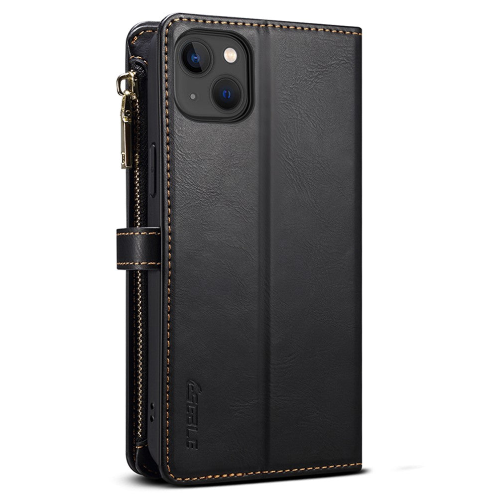 ESEBLE Wallet Leather Phone Case for iPhone 15 Plus , RFID Blocking Zipper Pocket Phone Stand Cover