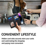 ESEBLE Wallet Leather Phone Case for iPhone 15 Plus , RFID Blocking Zipper Pocket Phone Stand Cover