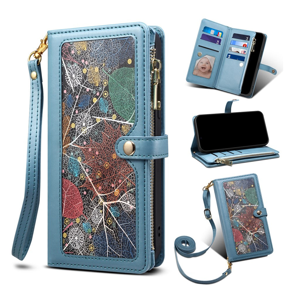 ESEBLE Wallet Leather Phone Case for iPhone 15 Plus , RFID Blocking Zipper Pocket Phone Stand Cover