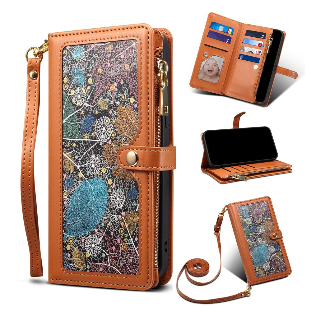 ESEBLE Wallet Leather Phone Case for iPhone 15 Plus , RFID Blocking Zipper Pocket Phone Stand Cover