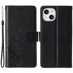 For iPhone 15 Imprinted Butterflies Mobile Phone Stand Case PU Leather Wallet Shell with Strap
