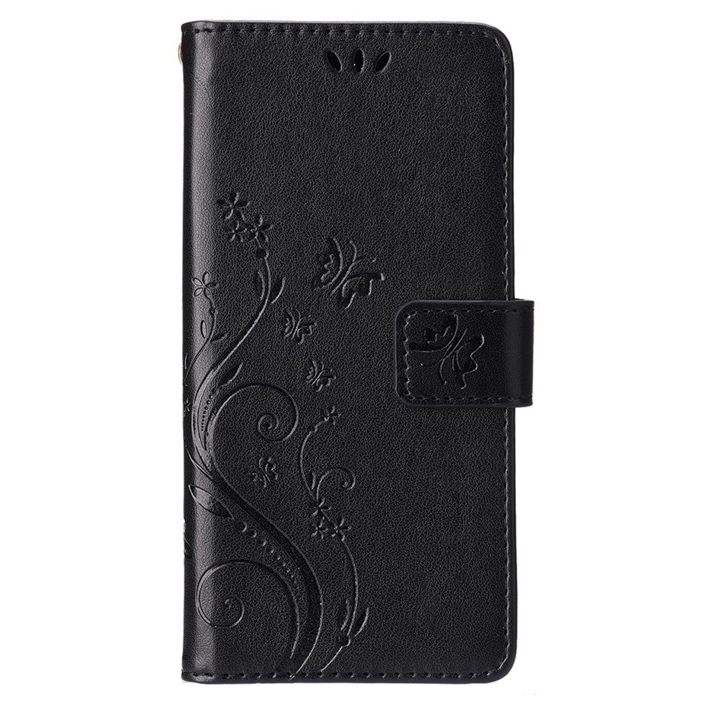 For iPhone 15 Imprinted Butterflies Mobile Phone Stand Case PU Leather Wallet Shell with Strap