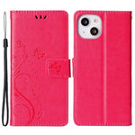 For iPhone 15 Imprinted Butterflies Mobile Phone Stand Case PU Leather Wallet Shell with Strap