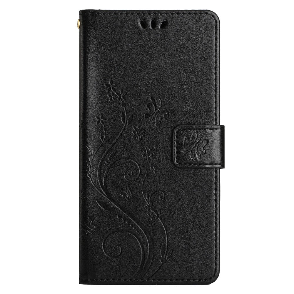 For Samsung Galaxy S23 FE Imprinted Butterflies Mobile Phone Case PU Leather Wallet Cover Stand with Strap