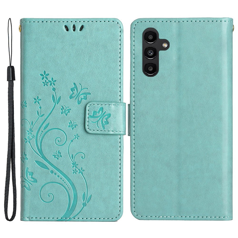 For Samsung Galaxy S23 FE Imprinted Butterflies Mobile Phone Case PU Leather Wallet Cover Stand with Strap