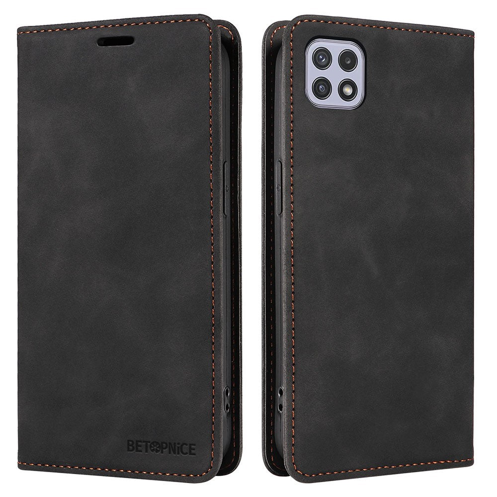 BETOPNICE 003 For Samsung Galaxy A22 5G (EU Version) Wallet PU Leather Shell RFID Blocking Flip Cover Stand Phone Case