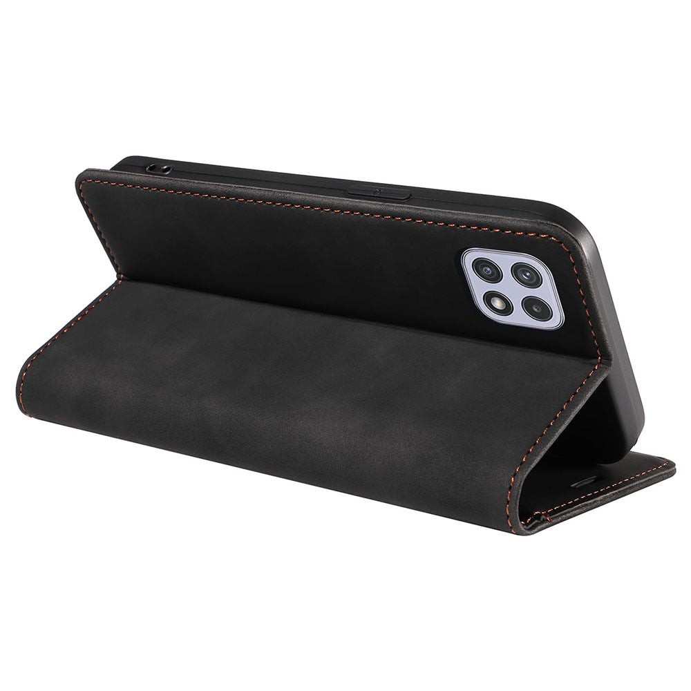 BETOPNICE 003 For Samsung Galaxy A22 5G (EU Version) Wallet PU Leather Shell RFID Blocking Flip Cover Stand Phone Case