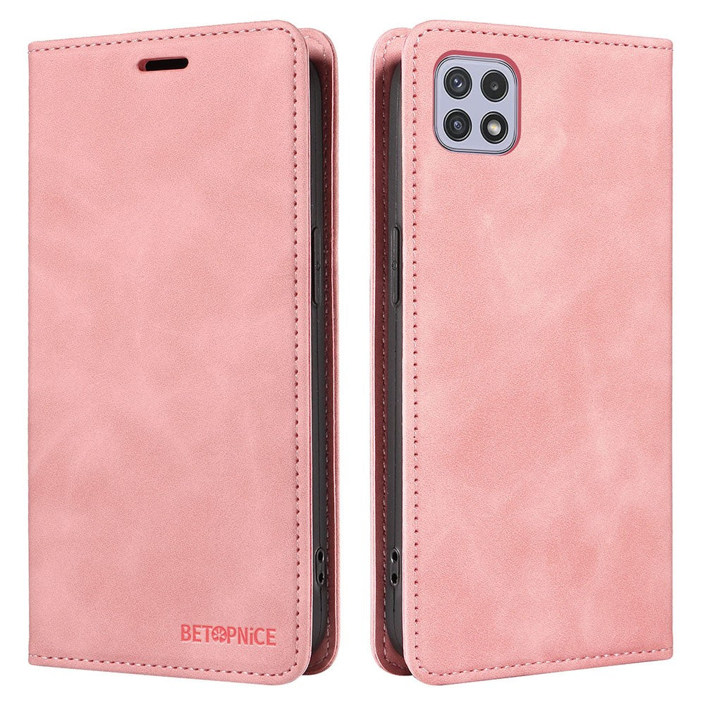 BETOPNICE 003 For Samsung Galaxy A22 5G (EU Version) Wallet PU Leather Shell RFID Blocking Flip Cover Stand Phone Case