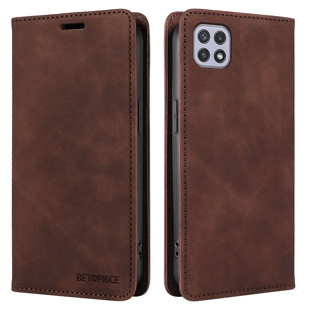 BETOPNICE 003 For Samsung Galaxy A22 5G (EU Version) Wallet PU Leather Shell RFID Blocking Flip Cover Stand Phone Case