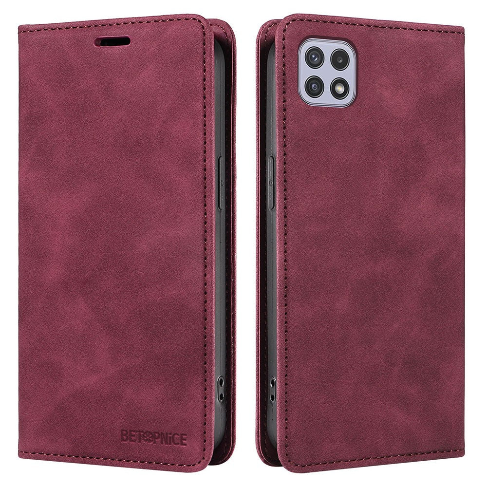 BETOPNICE 003 For Samsung Galaxy A22 5G (EU Version) Wallet PU Leather Shell RFID Blocking Flip Cover Stand Phone Case