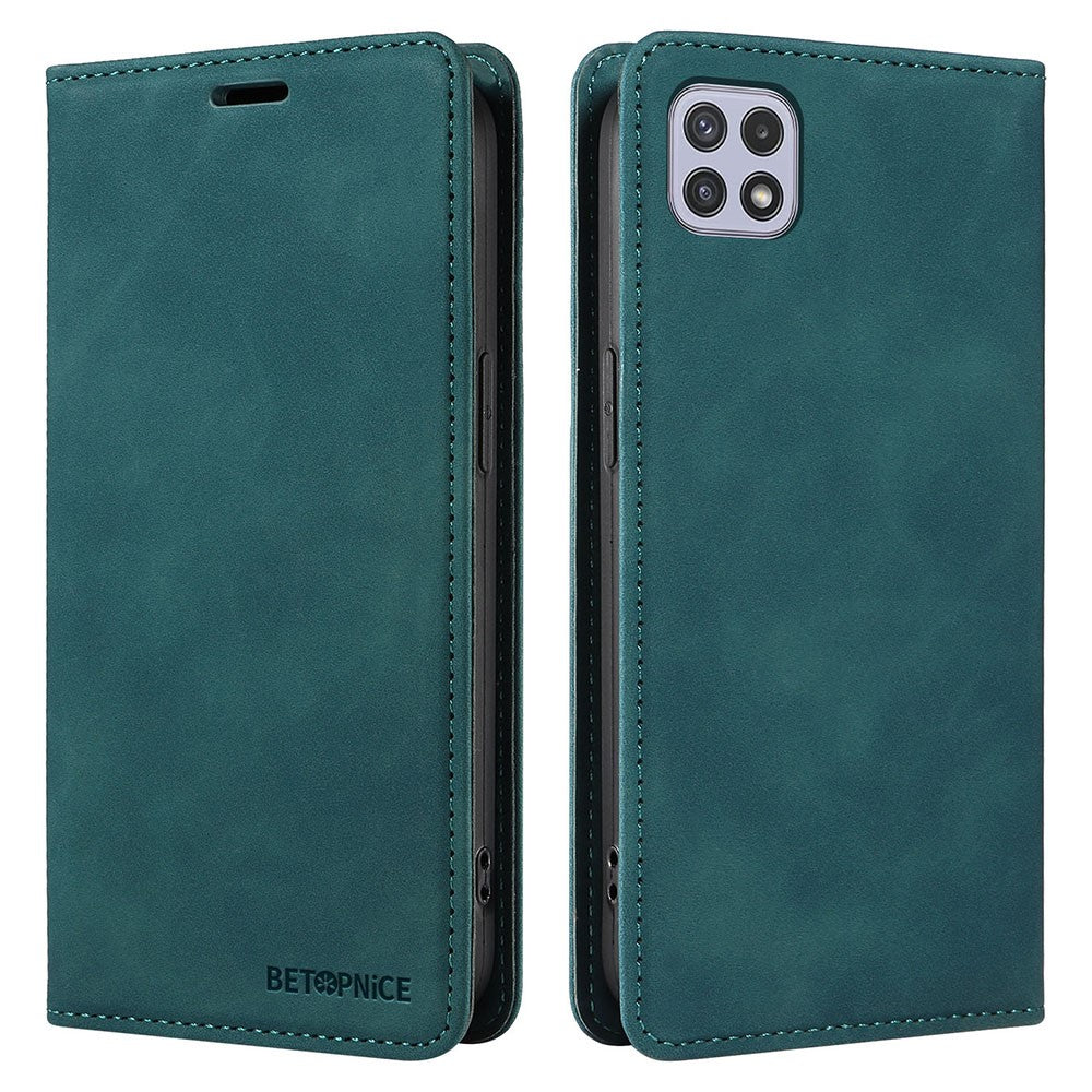 BETOPNICE 003 For Samsung Galaxy A22 5G (EU Version) Wallet PU Leather Shell RFID Blocking Flip Cover Stand Phone Case
