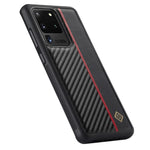 LC.IMEEKE Carbonfiber-samlet cover til Samsung Galaxy S20 Ultra, PU-læderbelagt TPU + EVA-cover
