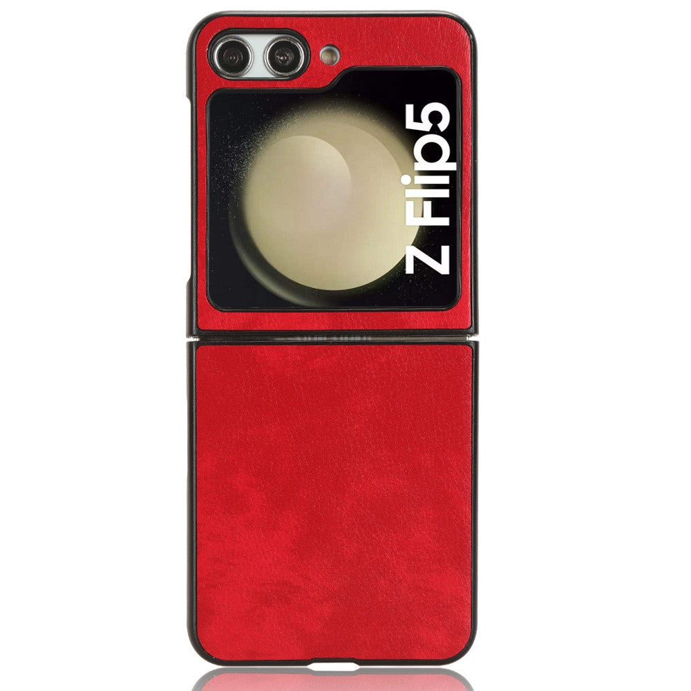 For Samsung Galaxy Z Flip5 5G Litchi Texture Leather + PC Phone Case Slim Anti-Scratch Cover