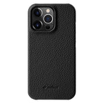 MELKCO For iPhone 14 Pro Max Genuine Cow Leather Coated PC Back Case Soft Microfiber Lining Incomplete Cover Phone Case