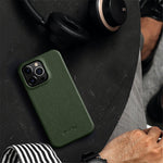 MELKCO For iPhone 14 Pro Max Genuine Cow Leather Coated PC Back Case Soft Microfiber Lining Incomplete Cover Phone Case