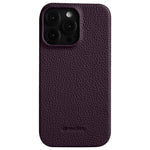 MELKCO For iPhone 14 Pro Max Genuine Cow Leather Coated PC Back Case Soft Microfiber Lining Incomplete Cover Phone Case