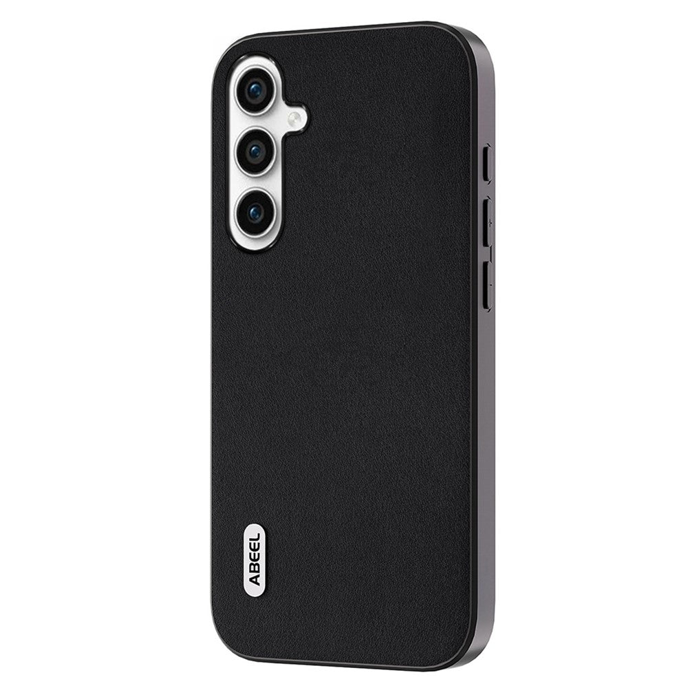 ABEEL For Samsung Galaxy S23 FE Shockproof Nappa Texture Mobile Case Genuine Cow Leather+PC+TPU Cover