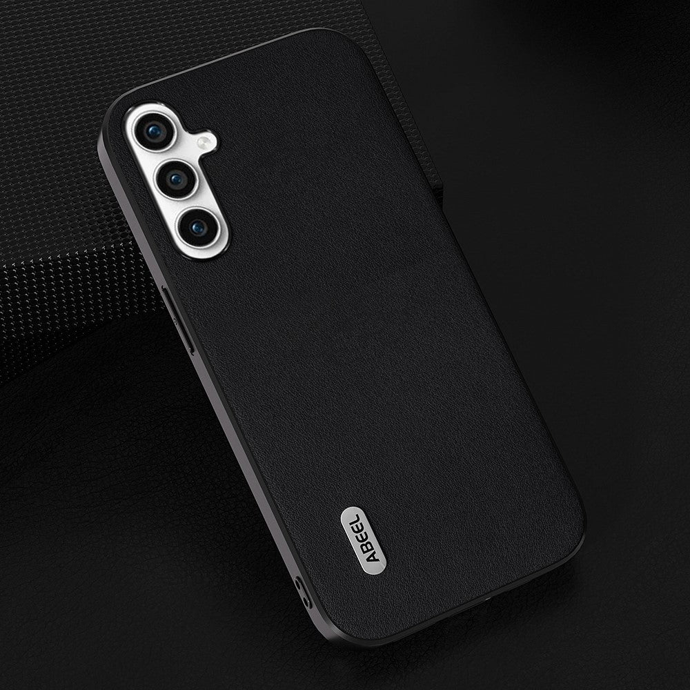 ABEEL For Samsung Galaxy S23 FE Shockproof Nappa Texture Mobile Case Genuine Cow Leather+PC+TPU Cover