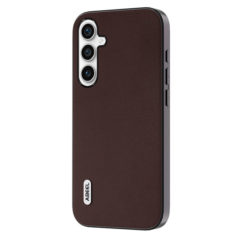 ABEEL For Samsung Galaxy S23 FE Shockproof Nappa Texture Mobile Case Genuine Cow Leather+PC+TPU Cover