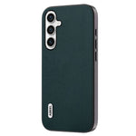 ABEEL Støvtæt Mobilcover i Ægte Koskind+PC+TPU til Samsung Galaxy S23 FE, Litchi Tekstur