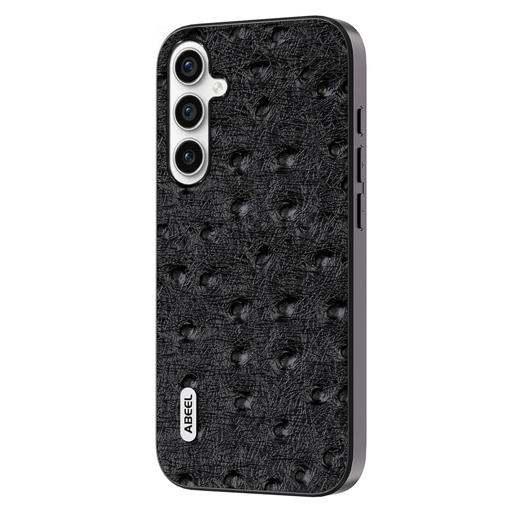ABEEL For Samsung Galaxy S23 FE Genuine Cow Leather Surface Phone Case Ostrich Texture PC+TPU Cover