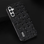 ABEEL For Samsung Galaxy S23 FE Genuine Cow Leather Surface Phone Case Ostrich Texture PC+TPU Cover