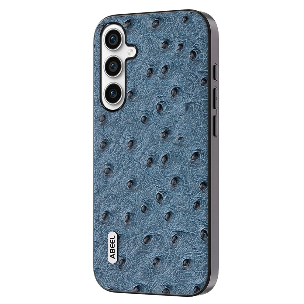 ABEEL For Samsung Galaxy S23 FE Genuine Cow Leather Surface Phone Case Ostrich Texture PC+TPU Cover