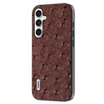 ABEEL For Samsung Galaxy S23 FE Genuine Cow Leather Surface Phone Case Ostrich Texture PC+TPU Cover