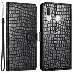 Samsung Galaxy A40 Fullt Skyddande Stativfodral Krokodilstruktur Läder Plånboksfodral med Rem