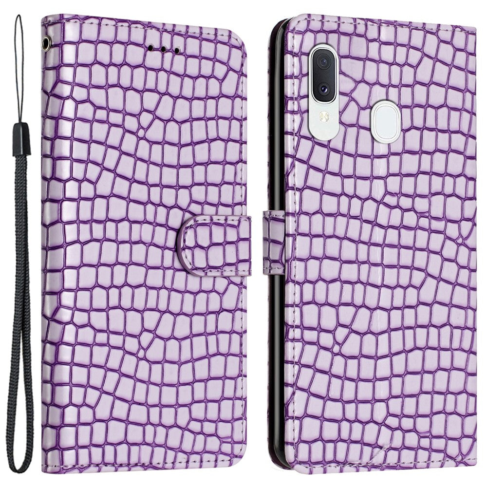 Samsung Galaxy A40 Fullt Skyddande Stativfodral Krokodilstruktur Läder Plånboksfodral med Rem