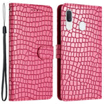 Samsung Galaxy A40 Fullt Skyddande Stativfodral Krokodilstruktur Läder Plånboksfodral med Rem