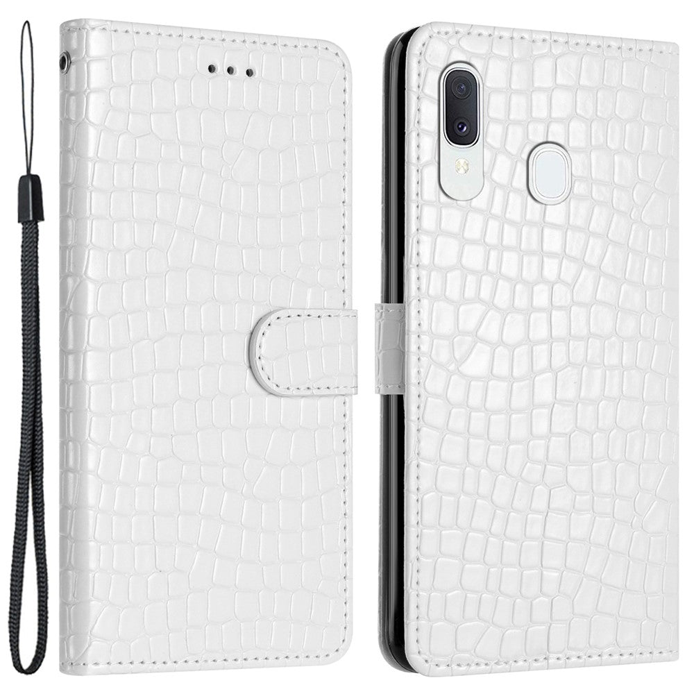 Til Samsung Galaxy A40 Fuld Beskyttelse Stander Cover Krokodille Tekstur Læder Pung Telefonetui med Rem
