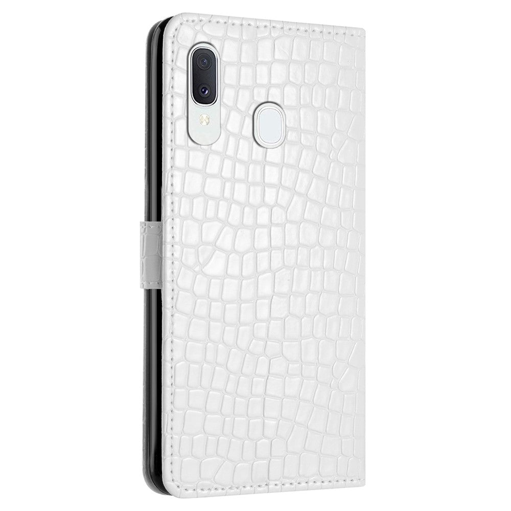 Til Samsung Galaxy A40 Fuld Beskyttelse Stander Cover Krokodille Tekstur Læder Pung Telefonetui med Rem