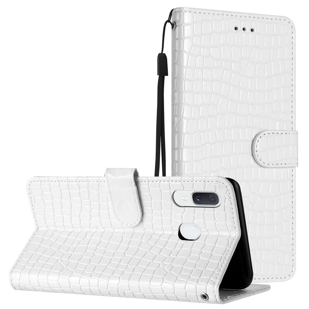 Til Samsung Galaxy A40 Fuld Beskyttelse Stander Cover Krokodille Tekstur Læder Pung Telefonetui med Rem