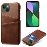 Dual Card Slots Phone Cover for iPhone 15 , PU Leather Coated PC Protective Back Case