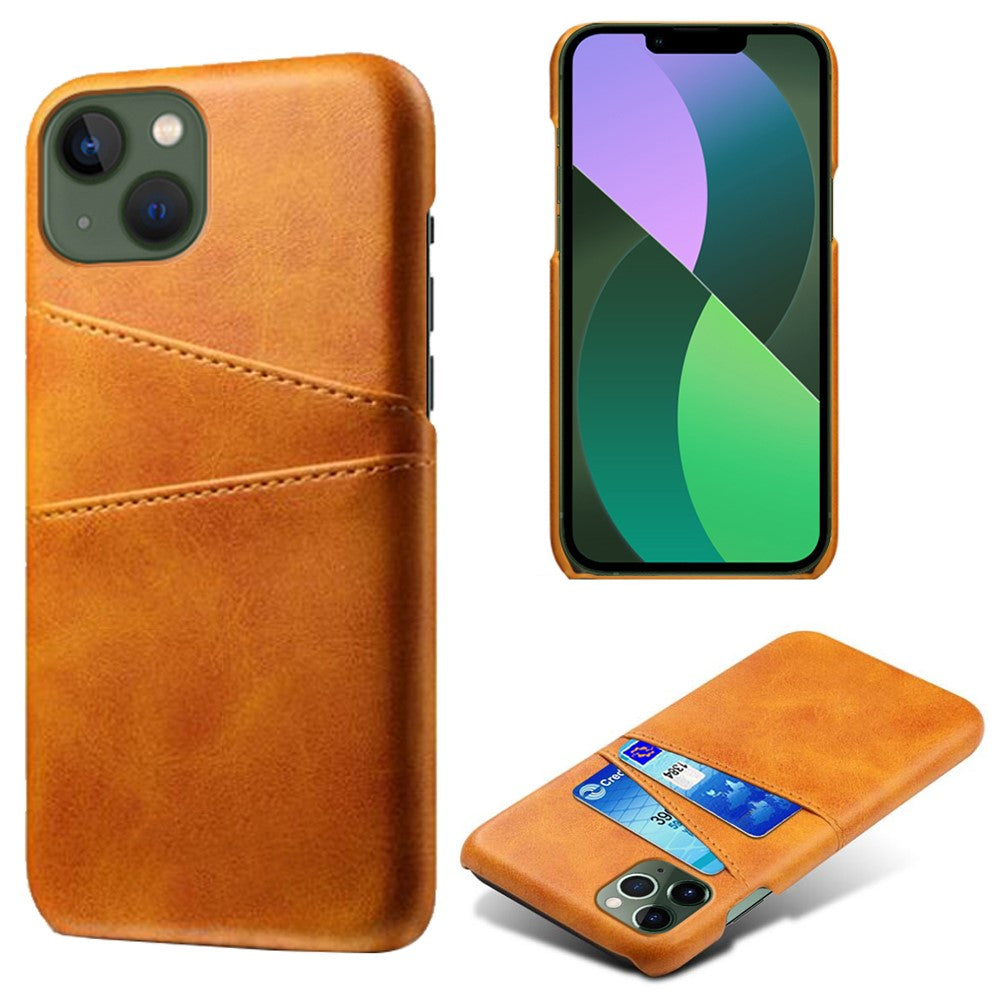 Dual Card Slots Phone Cover for iPhone 15 Plus, Anti-scratch PU Leather Coated PC Protective Back Case