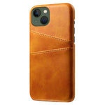 Dual Card Slots Phone Cover for iPhone 15 Plus, Anti-scratch PU Leather Coated PC Protective Back Case