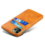 Dual Card Slots Phone Cover for iPhone 15 Plus, Anti-scratch PU Leather Coated PC Protective Back Case