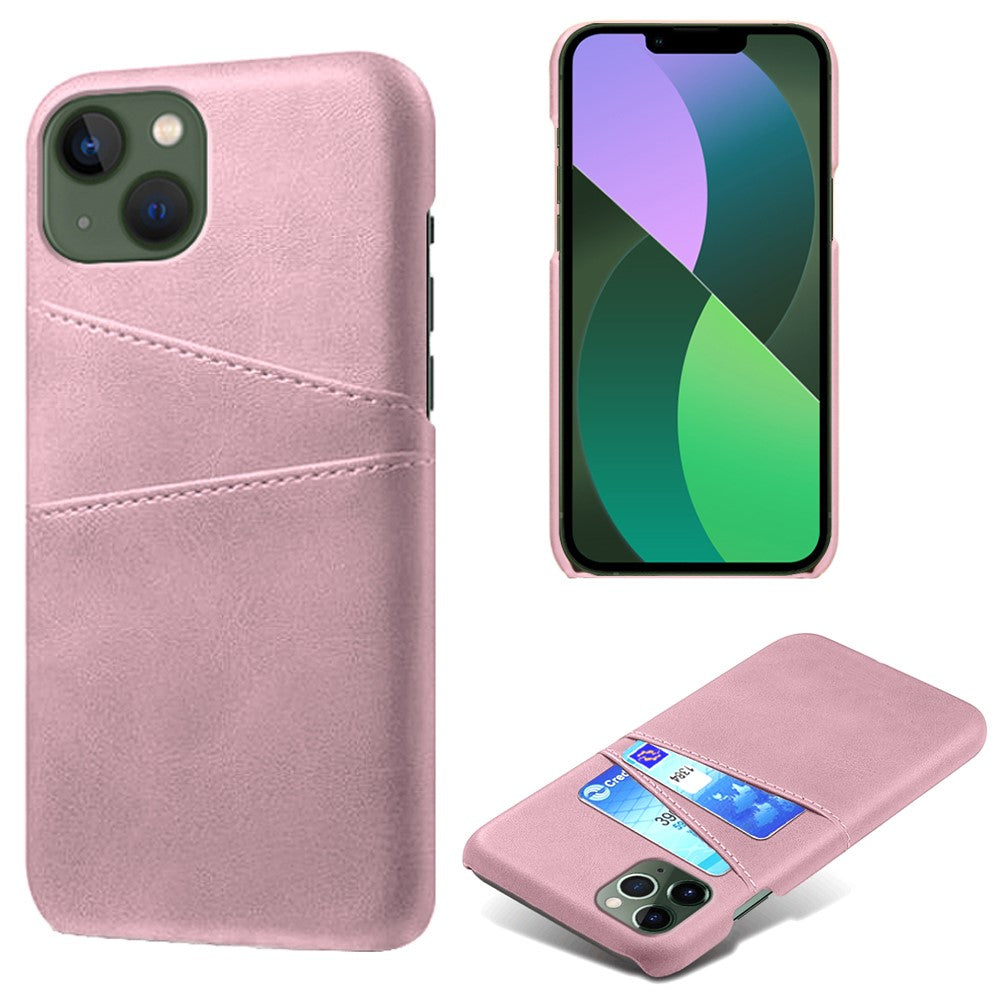 Dual Card Slots Phone Cover for iPhone 15 Plus, Anti-scratch PU Leather Coated PC Protective Back Case