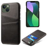Dual Card Slots Phone Cover for iPhone 15 Plus, Anti-scratch PU Leather Coated PC Protective Back Case