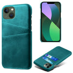 Dual Card Slots Phone Cover for iPhone 15 Plus, Anti-scratch PU Leather Coated PC Protective Back Case