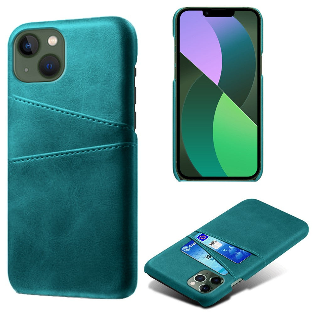 Dual Card Slots Phone Cover for iPhone 15 Plus, Anti-scratch PU Leather Coated PC Protective Back Case
