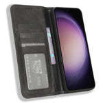 Stand Wallet Phone Case for Samsung Galaxy S23 FE , Retro PU Leather Protective Phone Cover