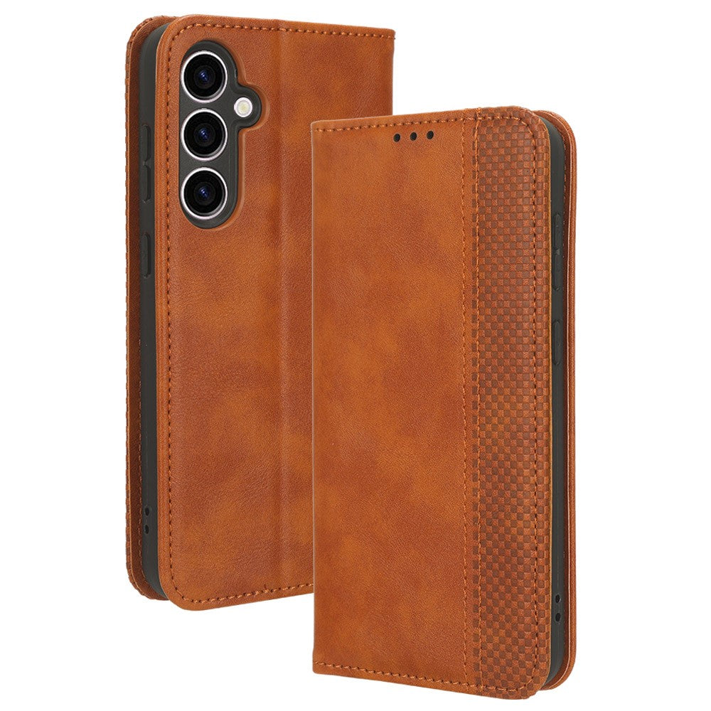 Stand Wallet Phone Case for Samsung Galaxy S23 FE , Retro PU Leather Protective Phone Cover