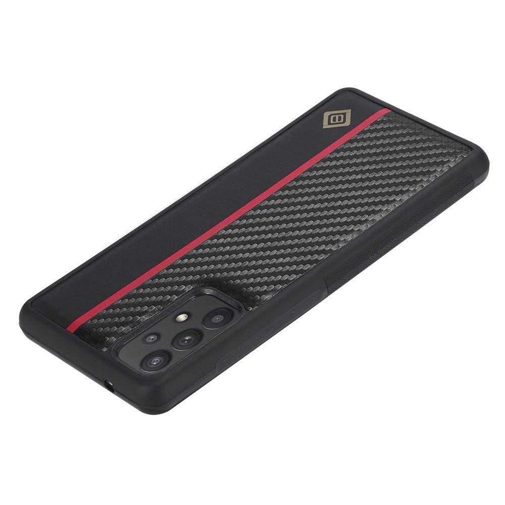 LC.IMEEKE Phone Case for Samsung Galaxy A32 5G / M32 5G , Carbon Fiber Texture PU Leather Coated TPU+EVA Cover