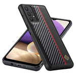 LC.IMEEKE Phone Case for Samsung Galaxy A32 5G / M32 5G , Carbon Fiber Texture PU Leather Coated TPU+EVA Cover