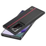 LC.IMEEKE kolfiberstruktureret, ridsefast cover til Samsung Galaxy Note20 Ultra / Note20 Ultra 5G, mobilcover i PU-læder+TPU+EVA