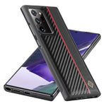 LC.IMEEKE kolfiberstruktureret, ridsefast cover til Samsung Galaxy Note20 Ultra / Note20 Ultra 5G, mobilcover i PU-læder+TPU+EVA